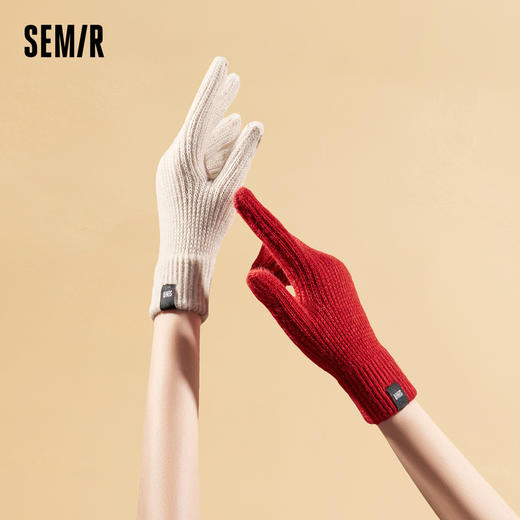 森马手套男2024冬季新款可触屏学生骑行保暖针织毛线手套弹力情侣 商品图1