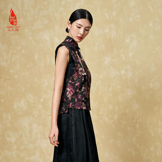 SAINTJOY/上久楷女式宋锦马甲  鹤蝶四季花纹锦 CY1044207008 商品图1