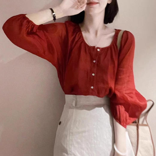 裁缝学苑AS348秋季泡泡袖亚麻插肩袖衬衫纸样衬衣女装上衣版型图纸 商品图4