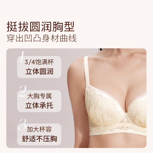 奶糖派大胸鸢尾性感蕾丝上托文胸大码立挺饱满提拉优雅内衣胸罩女 商品图1