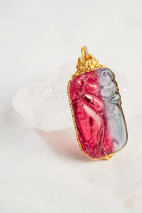 18K金福禄寿精品双色碧玺雕刻件