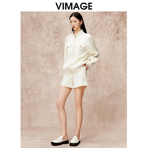 VIMAGE纬漫纪秋季新款时尚拉链宽松休闲外套V2203839 商品图3