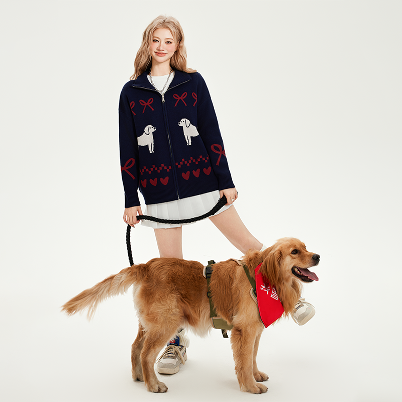 [黄誉博徐艺洋同款]YKYB新款肤舒适年轻时尚北欧风氛围感黑白百搭毛衣开衫针织衫