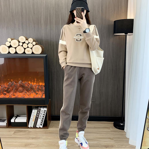 棉质春秋款圆领卫衣套装，休闲束脚潮流TR-W1166 商品图1