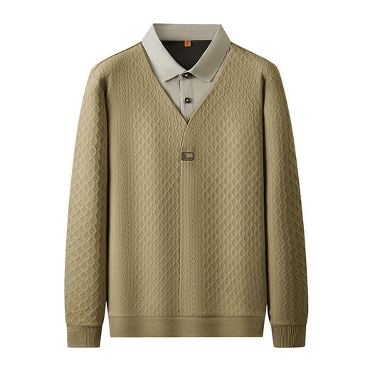 【假两件】【新款DDP】大依优型大码男士假两件衬衫长袖卫衣商务休闲上衣加肥加大胖子舒适 商品图0