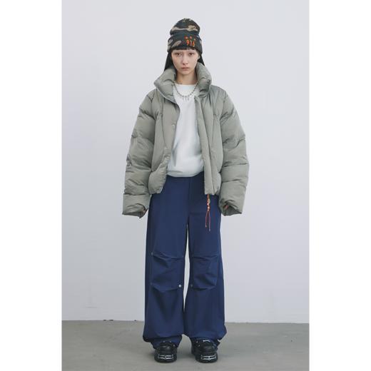 GOODBAI 916 膝盖打褶刺绣工装直筒休闲裤 商品图0