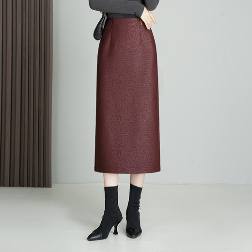 MYX-KDFY-S666-Y高腰直筒半身裙女秋冬季裙子2024年新款时尚开衩气质包臀一步裙 商品图0