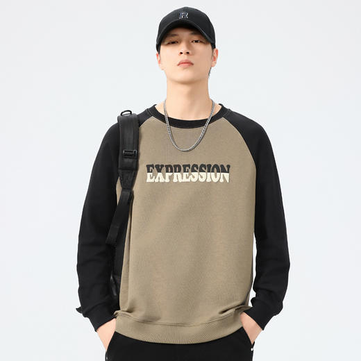 【新款DQ】大依优型大码插肩袖圆领卫衣男宽松休闲上衣胖子加肥加大男士潮流 商品图1