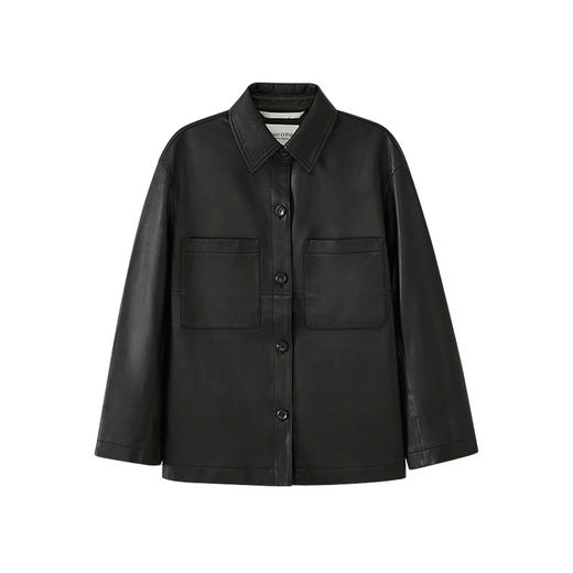 【李佳薇同款】MOP秋冬新款休闲真皮外套宽松绵羊夹克皮衣女 商品图1