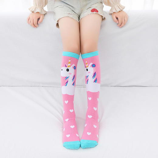 【可爱甜心，卡通过膝袜】中筒袜 3-12岁女童直板袜 独角兽卡通过膝长筒袜 儿童长袜42cm-QQ 商品图10
