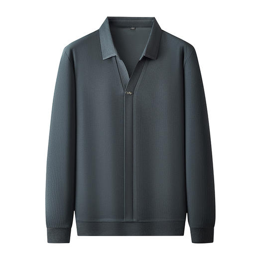 【新款DDP】大依优型大码V领长袖卫衣翻领男装加肥加大体恤大号上衣胖子弹力休闲商务 商品图6