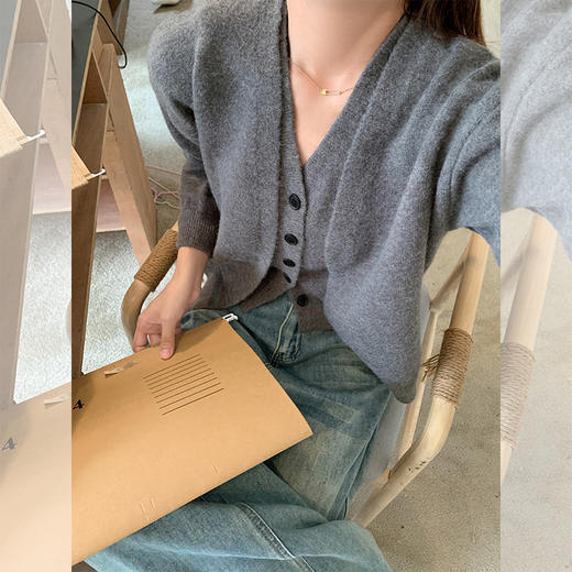 <曾小咸推荐>韩版气质V领毛织马甲背心开衫两件套 日常209.99 立减100 秒杀109.99！！ 商品图3
