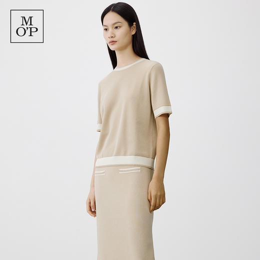 Marc O'Polo/MOP 秋季新款短袖针织衫女早秋时尚撞色女士上衣 商品图1
