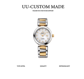 【欧米茄碟飞系列】石英机芯  100米防水 女表 瑞表 34mm 白色表盘 精钢 镀金（SP）