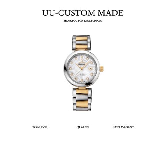 【欧米茄碟飞系列】石英机芯  100米防水 女表 瑞表 34mm 白色表盘 精钢 镀金（SP） 商品图0