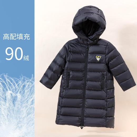 迪士尼童装男童羽绒服中长款2024冬季保暖中小童白鸭绒连帽羽绒服214DS0374 商品图2