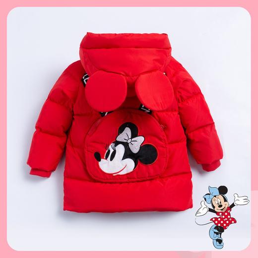 迪士尼童装女童甜心米妮羽绒服冬季女孩时尚连帽防风外套224DS0796 商品图4