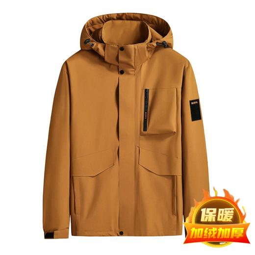 【可拆卸帽】【加绒】【新款DSS】大依优型大码男装连帽夹克加肥加大休闲夹克胖子宽松防风外套上衣 商品图4