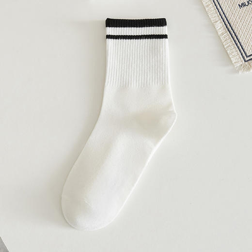【棉条纹男中筒袜长袜】袜子男中筒袜长袜棉条纹秋冬男士吸汗休闲运动袜纯色 商品图5