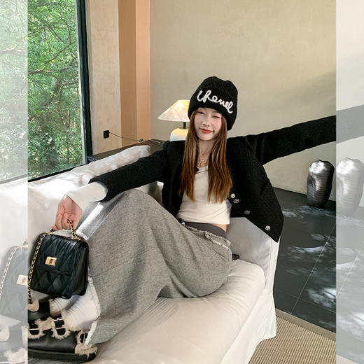 <曾小咸推荐>温柔毛边设计小香风高腰半身裙 商品图2