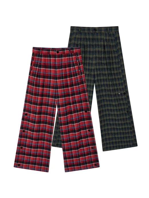 FMACM/CK2458/法兰绒格纹松弛感刺绣休闲长裤 商品图3