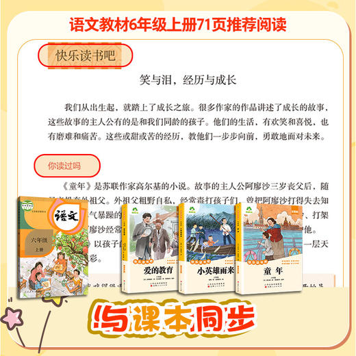 爱德少儿 快乐读书吧六年级 全套3册小英雄雨来童年爱的教育6上必读课外书目小学生部编人教版语文老师推荐经典阅读名著书籍 商品图2