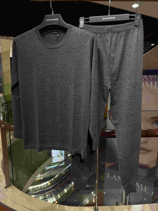 【100%山羊绒】SCHIESSER 德国舒雅黑标铂雅男圆领100%山羊绒男士保暖内衣套装95/24170W 商品图0