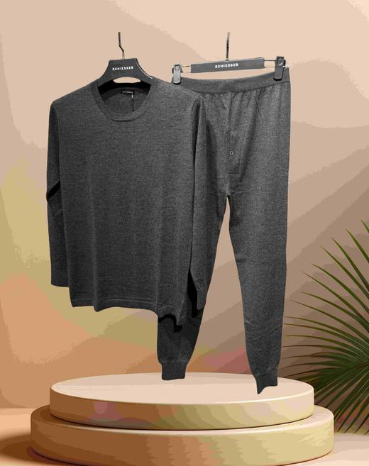 【100%山羊绒】SCHIESSER 德国舒雅黑标铂雅男圆领100%山羊绒男士保暖内衣套装95/24170W 商品图1