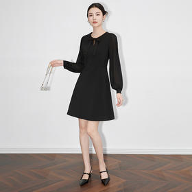 【高货】全新升级【铂金会员330/天猫439/差价109】(12006) 洛诗琳优雅名媛气质连衣裙小香风蝴蝶结收腰显瘦裙子