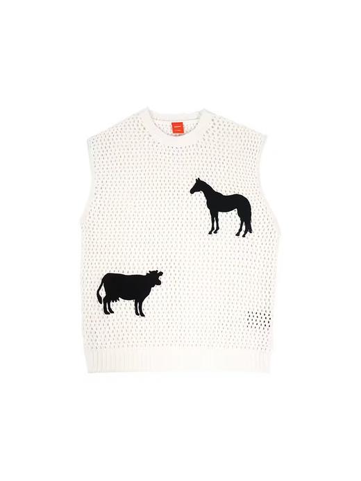 FMACM/MJ2401/牛马贴布绣网眼针织马甲 商品图3