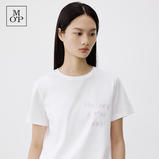 Marc O'Polo/MOP 秋季新款纯棉胸口绣花字母宽松短袖T恤女士 商品图4