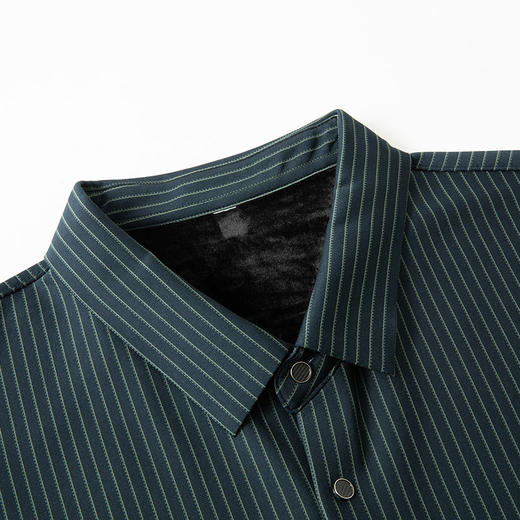 【加绒】【新款DPS】大依优型大码竖条纹长袖衬衫弹力加肥加大胖子上衣男士T恤肥佬打底男装 商品图1