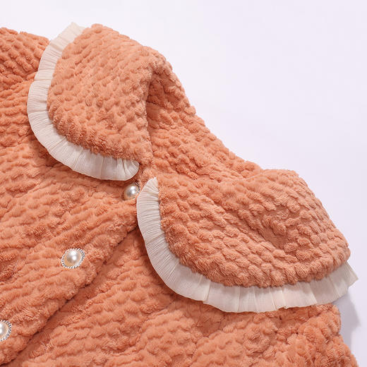 都市丽人睡衣夹棉系列长袖家居服法兰绒烂花夹棉加厚女士夹棉套装LHT1Q8 商品图4