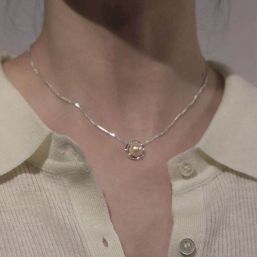 【法式复古珍珠项链，精致锁骨链，高级感UP！】s925纯银法式复古珍珠项链女 ins风小众轻奢高级感 几何圆形锁骨链 圣诞礼物情人节礼物女朋友闺蜜生日礼物-QQ 商品图5
