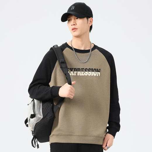 【新款DQ】大依优型大码插肩袖圆领卫衣男宽松休闲上衣胖子加肥加大男士潮流 商品图3