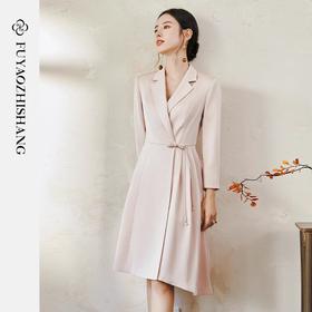 IWY/扶摇系列 职业连衣裙女秋季新款国风女装新中式盘扣缎面裙子FYQ512