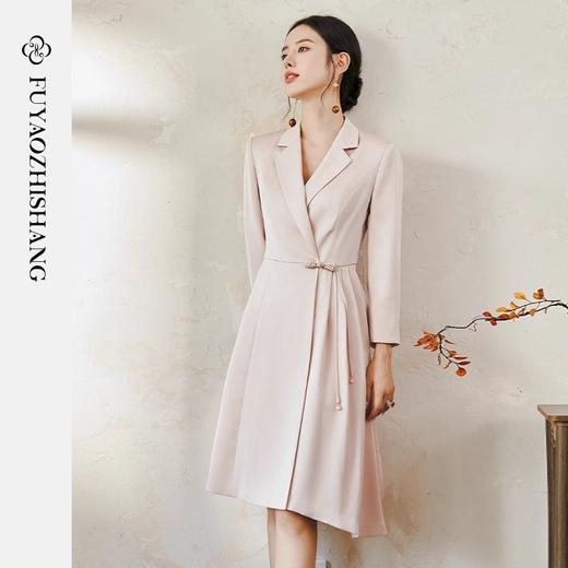 IWY/扶摇系列 职业连衣裙女秋季新款国风女装新中式盘扣缎面裙子FYQ512 商品图0