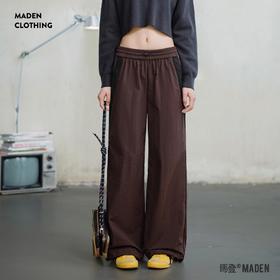 马登美式撞色休闲裤宽松直筒工装裤户外运动长裤松紧腰阔腿裤秋女
