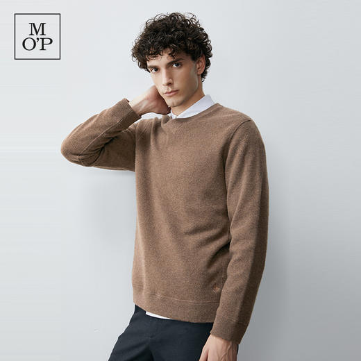 圆领基本款羊毛羊绒毛织套头衫 商品图1