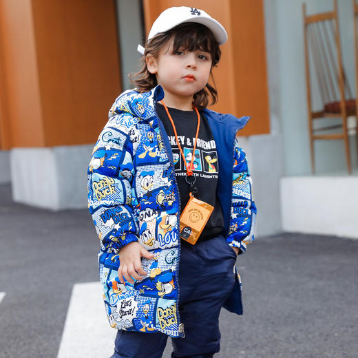 迪士尼双面羽绒服秋冬男童中长款防风保暖羽绒外套厚实外出224DS0827 商品图4