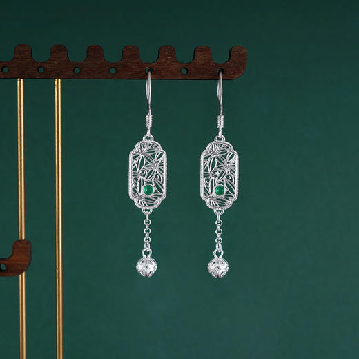 子佩集S990银【枫生水起】耳环【DSEH004】纯银花丝绿玉髓大师工坊原创作品枫叶2509 商品图5