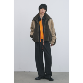 GOODBAI 916 撞色高领拼接羊羔绒串珠拉链外套