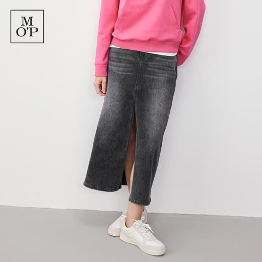 Marc O'Polo/MOP 秋季新款黑前开叉色长款水洗牛仔半身裙女士 商品图3