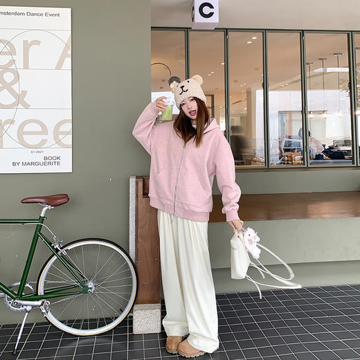 <曾小咸推荐>宽松慵懒粉色开衫卫衣外套 商品图1