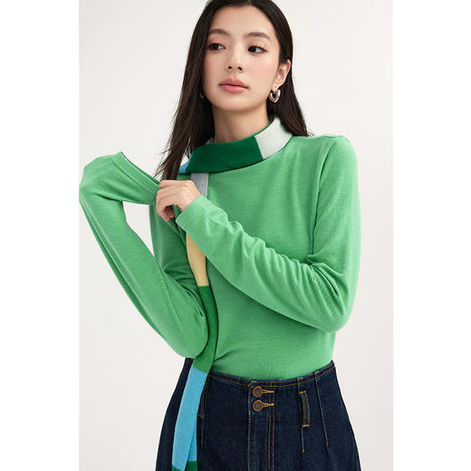 【特惠不退货】诗凡黎半高圆领内搭针织衫2024春打底衫女3EC100031 商品图0