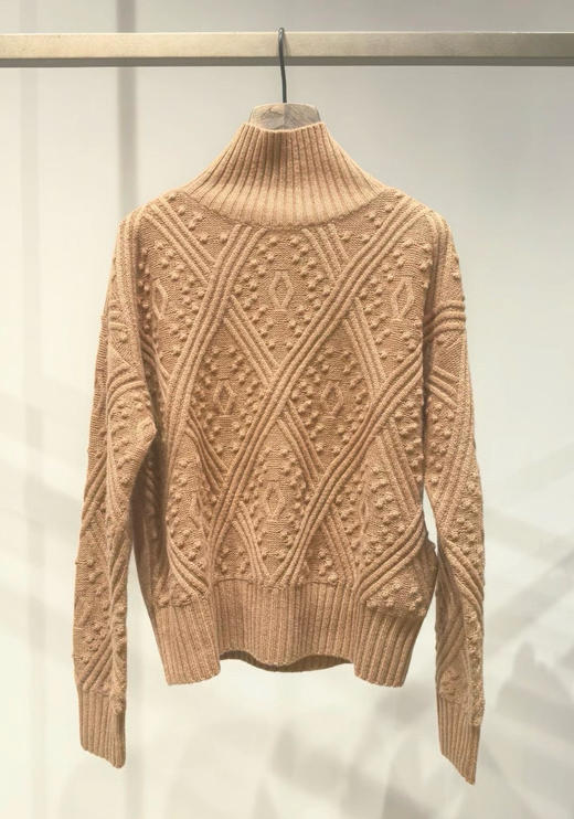 926-8纯圆正 max绵羊毛山羊绒 菱形绞花 高领针织衫 厚实软糯 自留L 商品图6