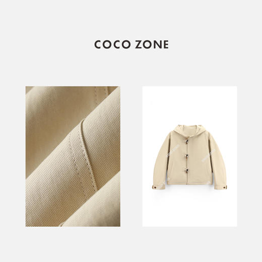 COCO ZONE 2024美式休闲风连帽外套复古牛角扣百搭上衣24C10295 商品图2