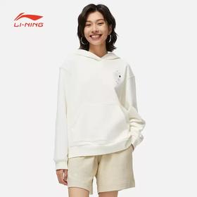 3折【自营】LI-NING/李宁2  李宁卫衣女冬季运动时尚系列舒适加绒宽松套头连帽卫衣 AWDT820-1