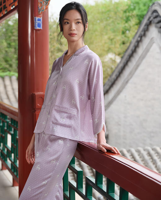 皇锦九分袖开襟分身套装-球鹿纹HJ21505 商品图1