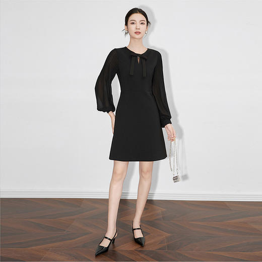 【高货】全新升级【铂金会员330/天猫439/差价109】(12006) 洛诗琳优雅名媛气质连衣裙小香风蝴蝶结收腰显瘦裙子 商品图1